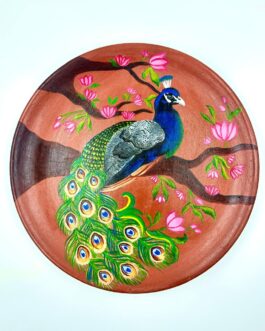 Peacock Pichwai Wallplate (Terracotta)